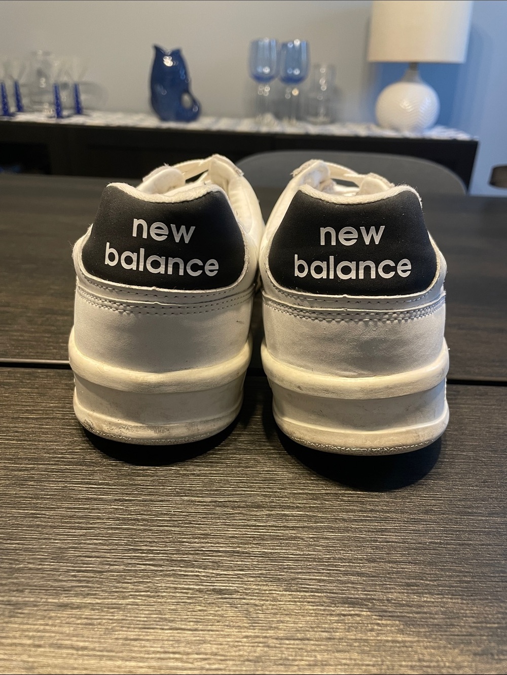 New Balance White Leather Sneakers with Black 'N' Accent - Picture 3 of 6
